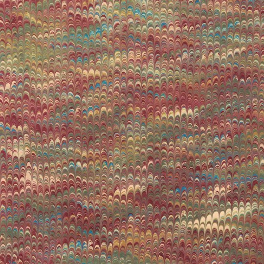 Hand Marbled Paper Combed Pattern in Burgundy and Green ~ Berretti Marbled Arts